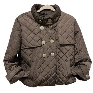 Burton Purple/grayish puffer coat size M fitted sleeve metallic button high neck